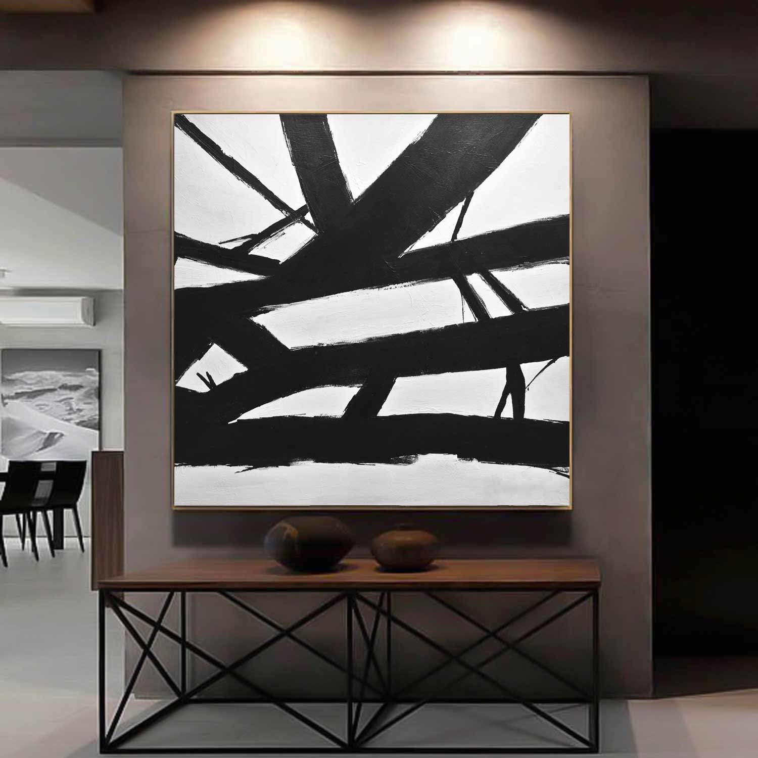 vipgallery Black White Abstract Kline Art "Crossing The Line"