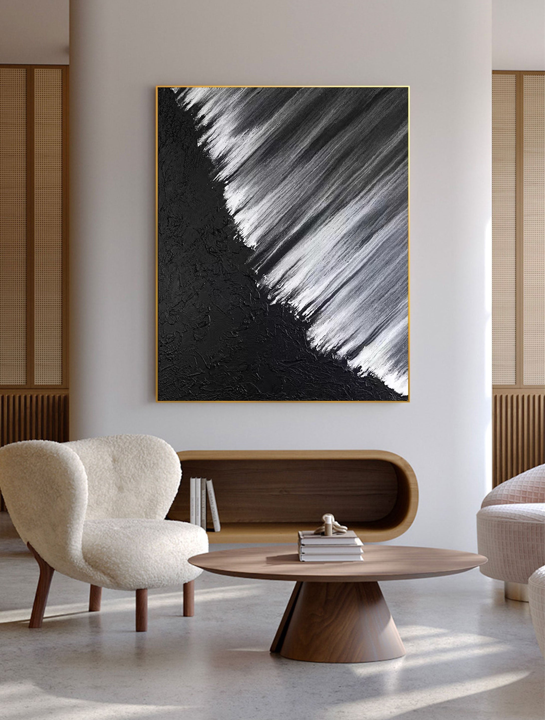 Black & White Abstract Painting #CXA 026