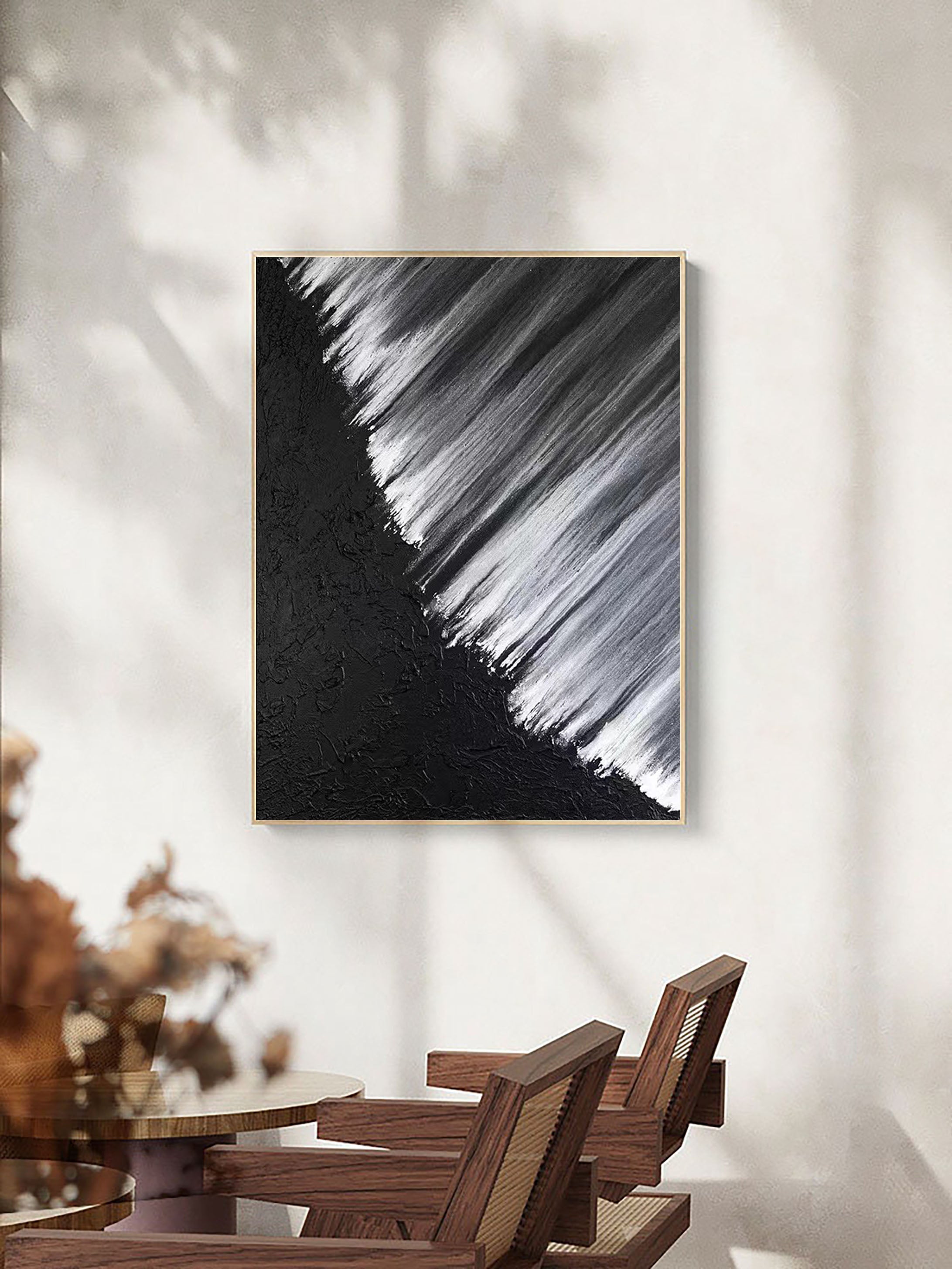 Black & White Abstract Painting #CXA 026