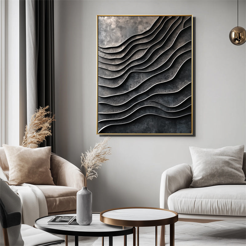 3D Metallic Wave Wall Art-240968