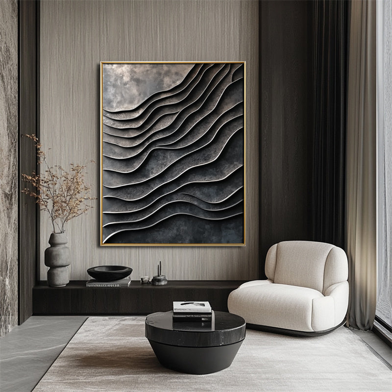 3D Metallic Wave Wall Art-240968