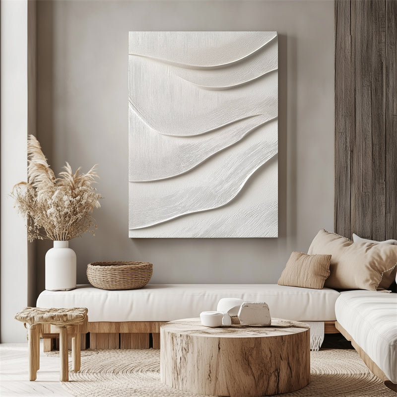 Textured White Wave Wall Art-241278