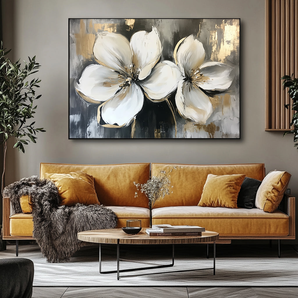 Golden Serenity: Floral Harmony-wp241948