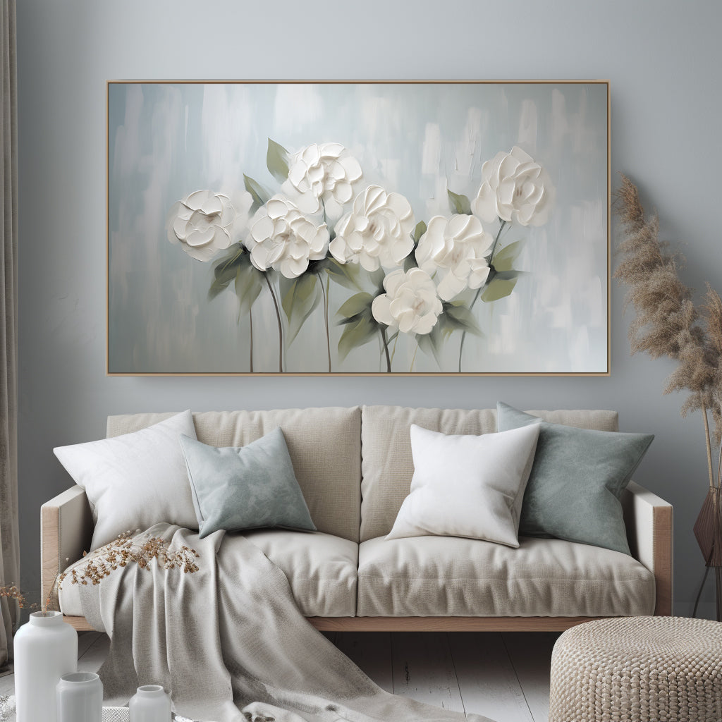 White Bloom Textured Floral Art-wp242838