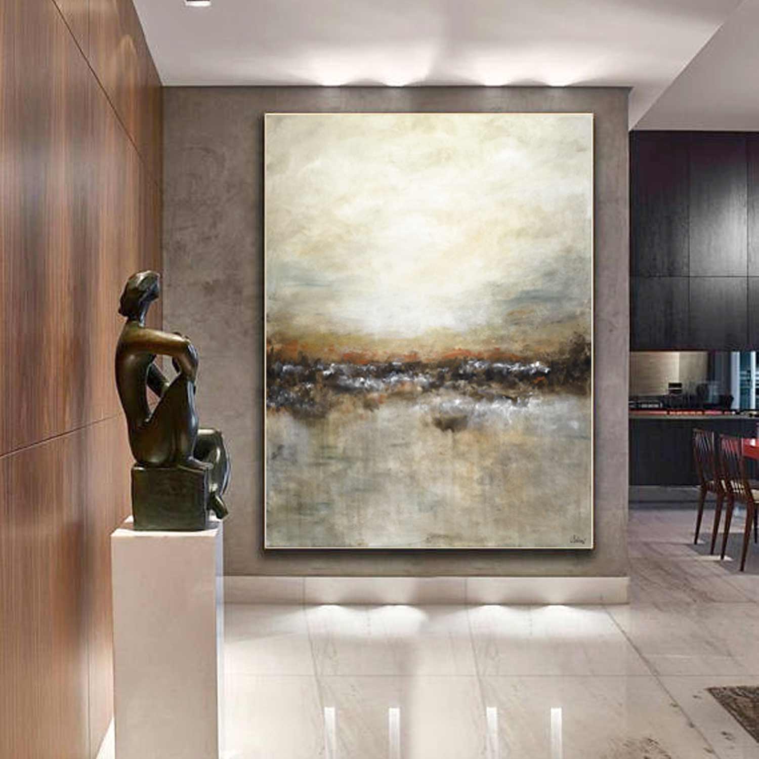 vipgallery Vertical Earth Tones Abstract Painting "Not Afraid"