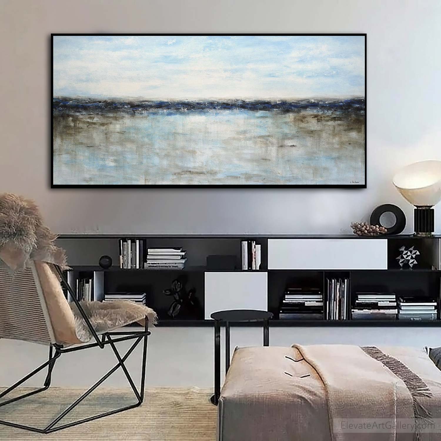 Seashore Blue Oil Painting Seaside Wall Art "Homecoming"