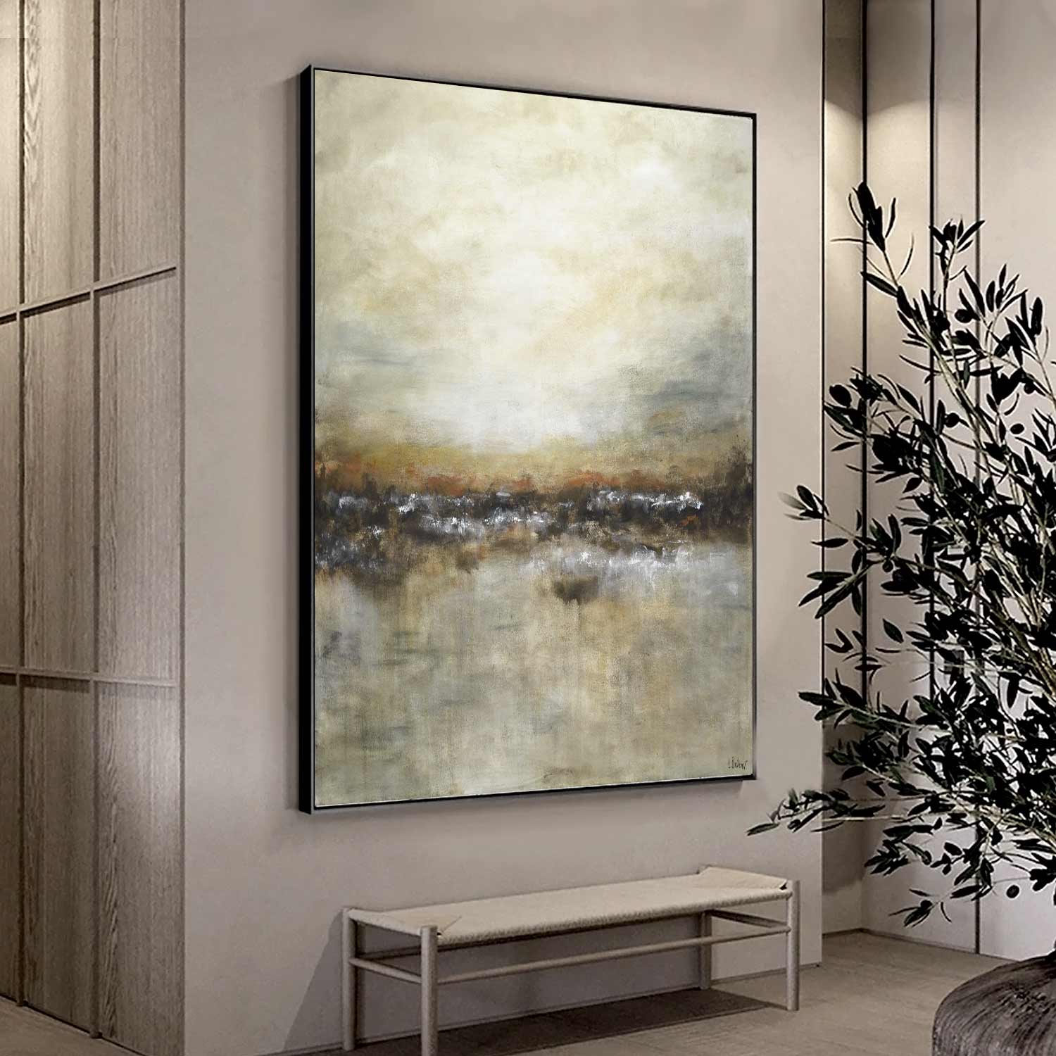 vipgallery Vertical Earth Tones Abstract Painting "Not Afraid"