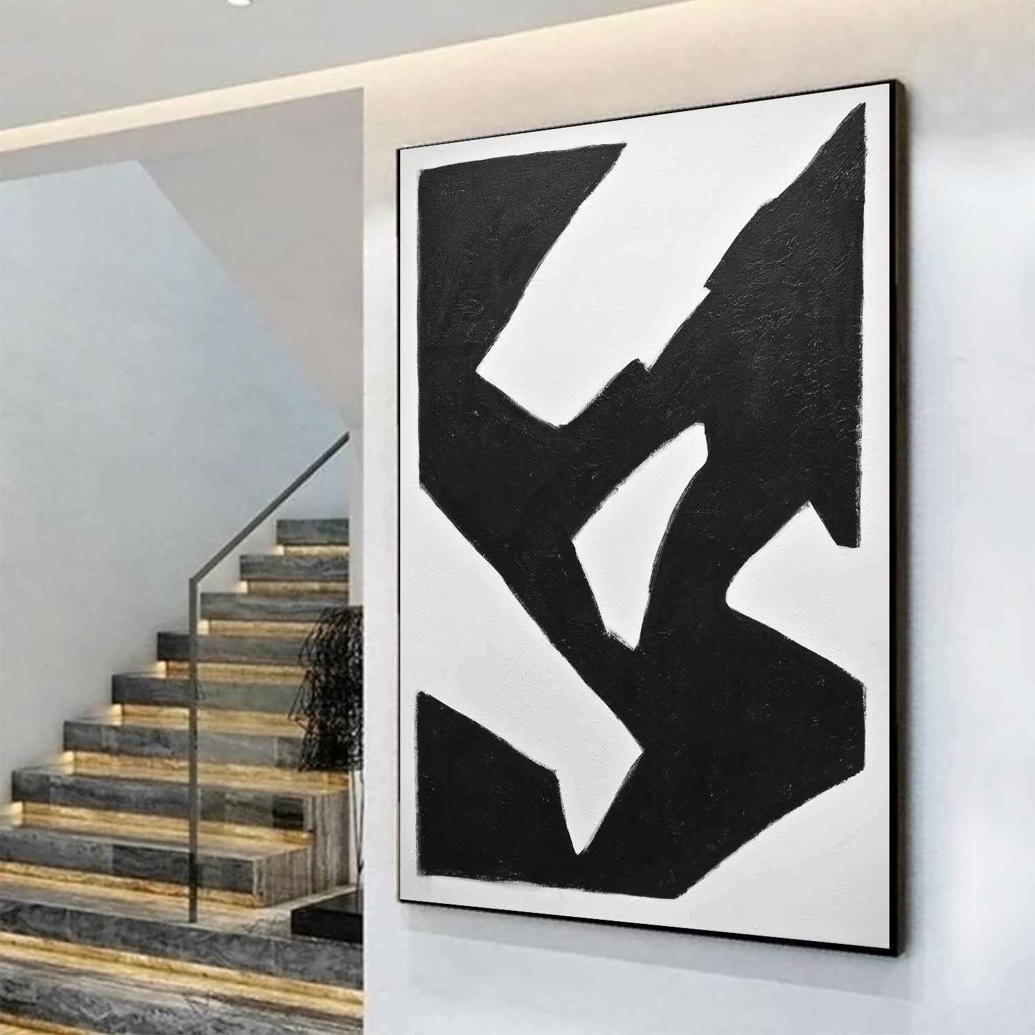 vipgallery Mid Century Black White Abstract Painting "Elevate"