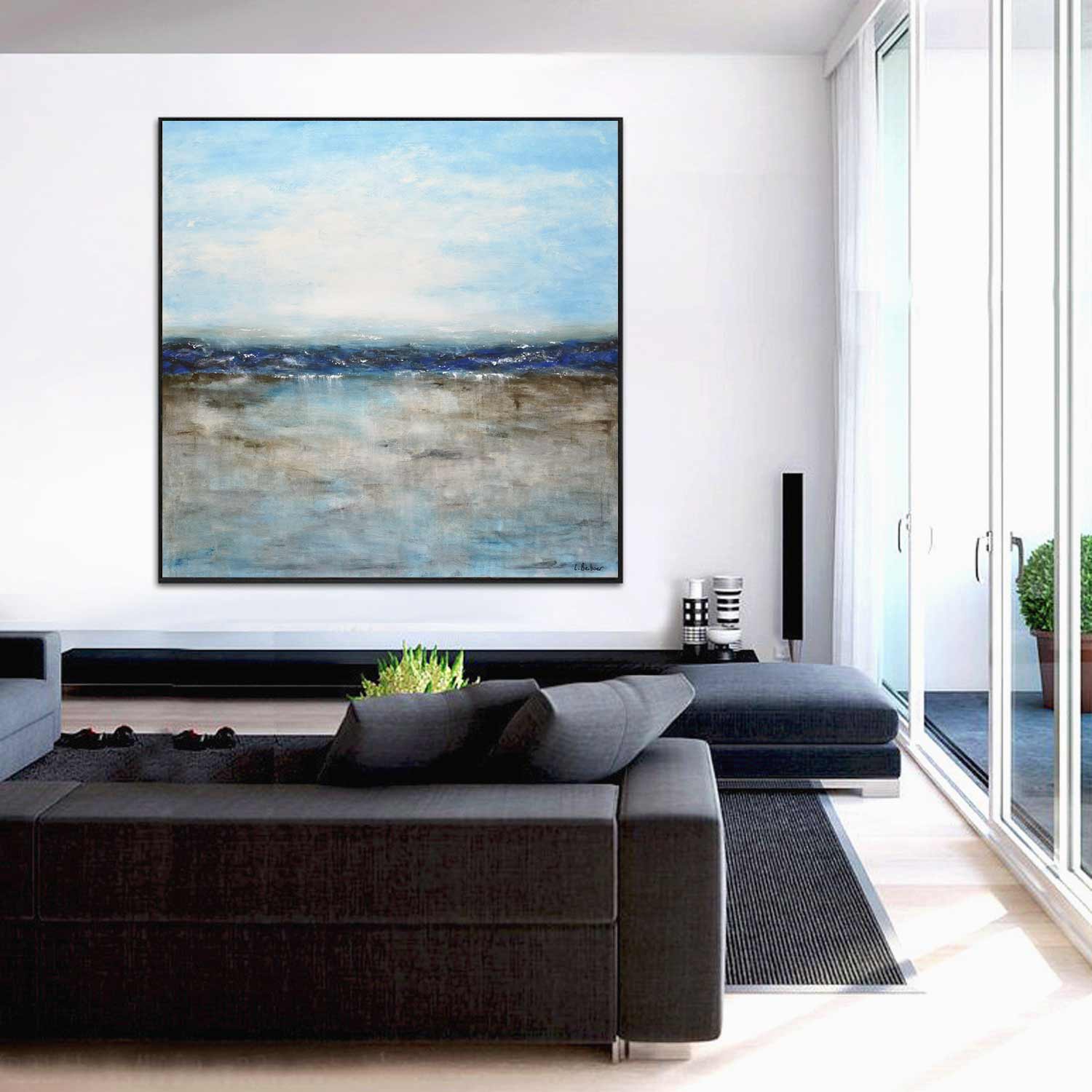 Blue Square Coastal Wall Art "Way Back Home"