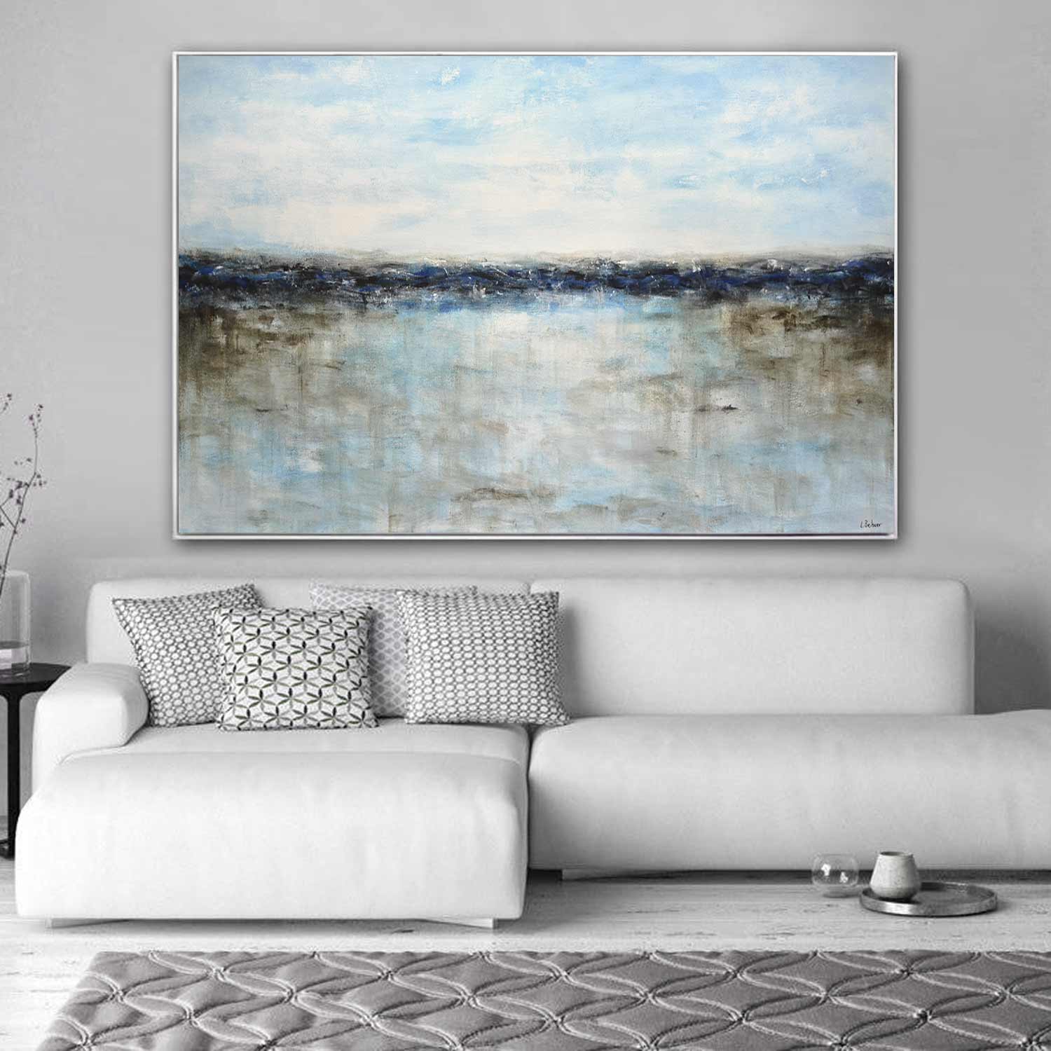 Blue Abstract Ocean Seascape Painting "Home Coming"