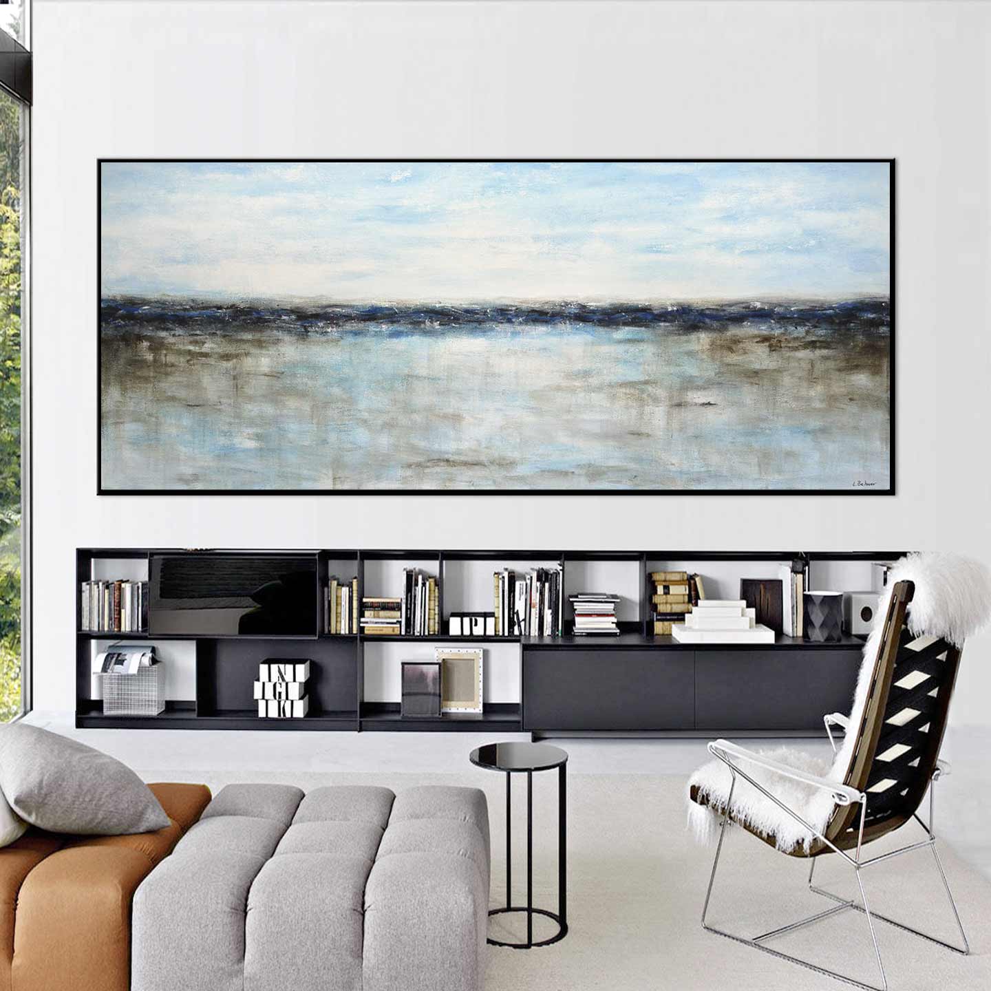 Seashore Blue Oil Painting Seaside Wall Art "Homecoming"