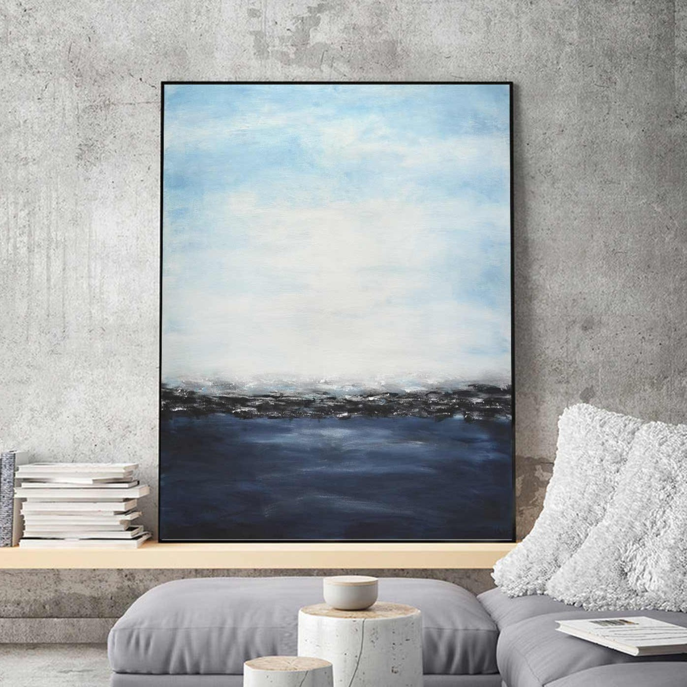 Painting On Canvas Sleek Modern Design "Deep Blue"