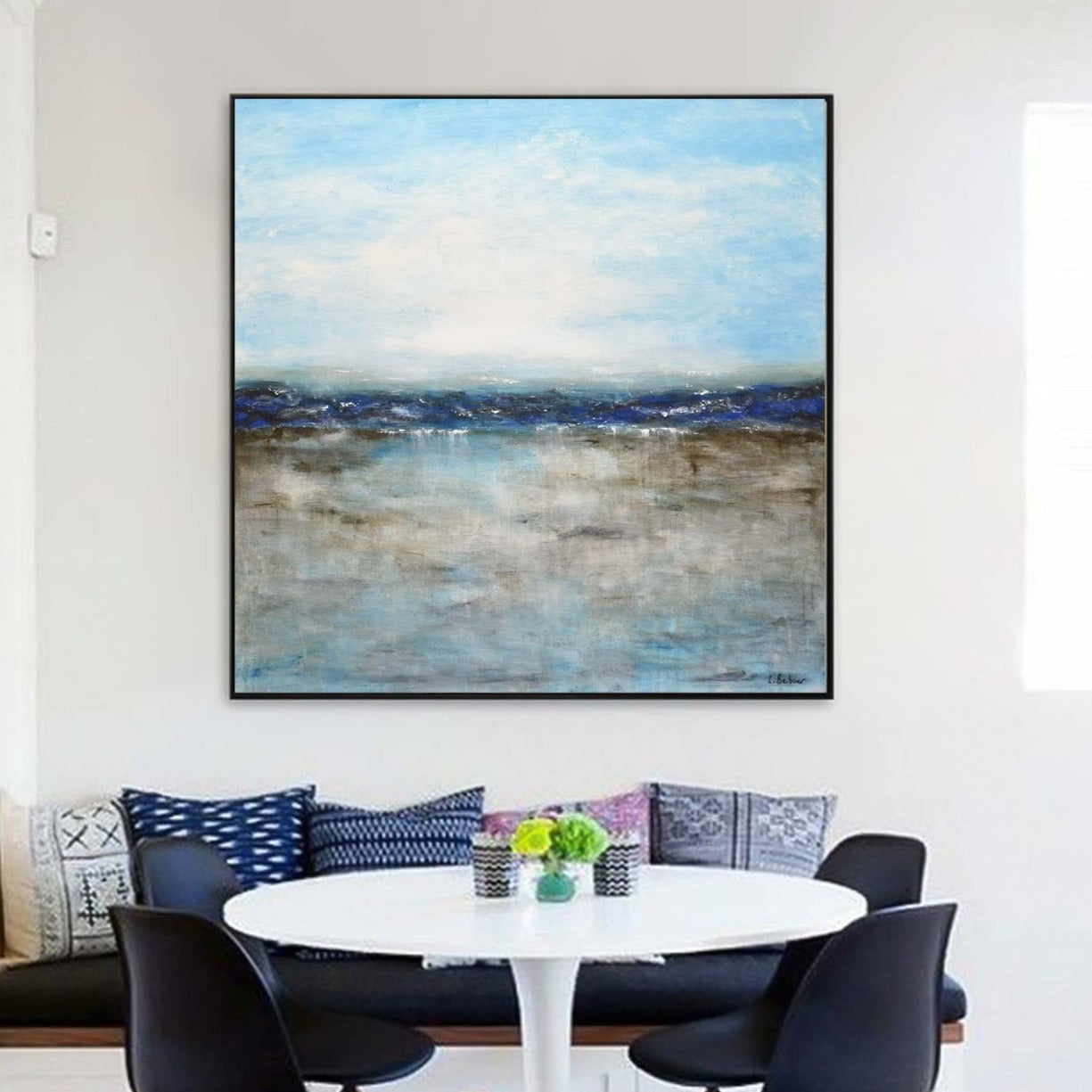 Blue Square Coastal Wall Art "Way Back Home"