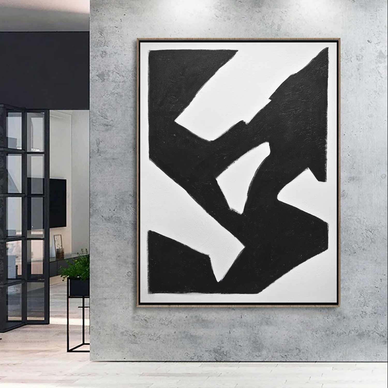 vipgallery Mid Century Black White Abstract Painting "Elevate"