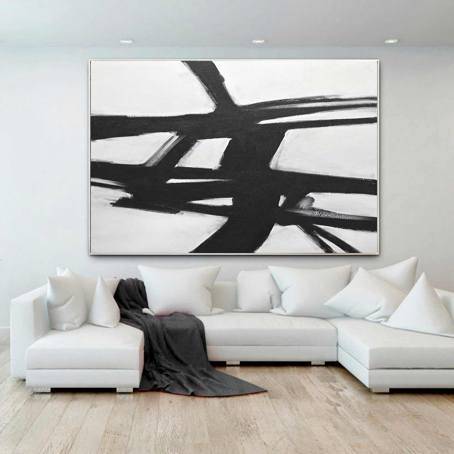 Abstract Painting Black White Mid Century Franz Kline "Next Chapter"