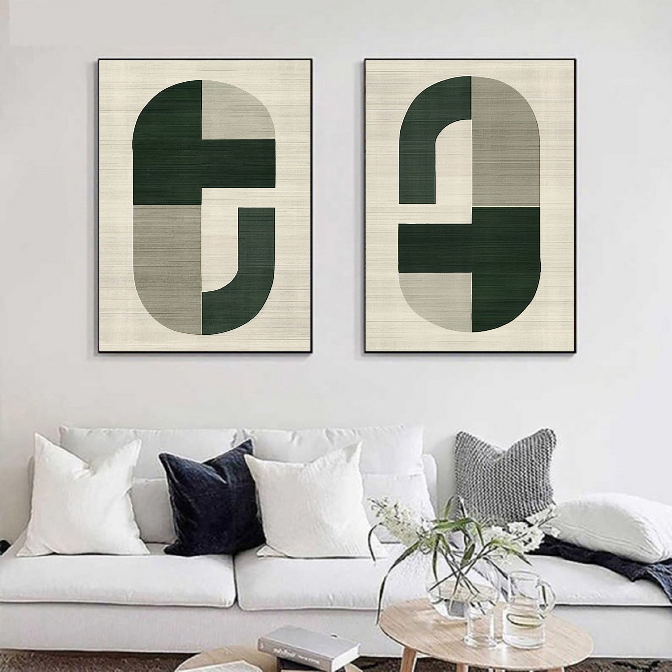 vipgallery Blue & Green Abstract Painting Set Of 2#CXA 002