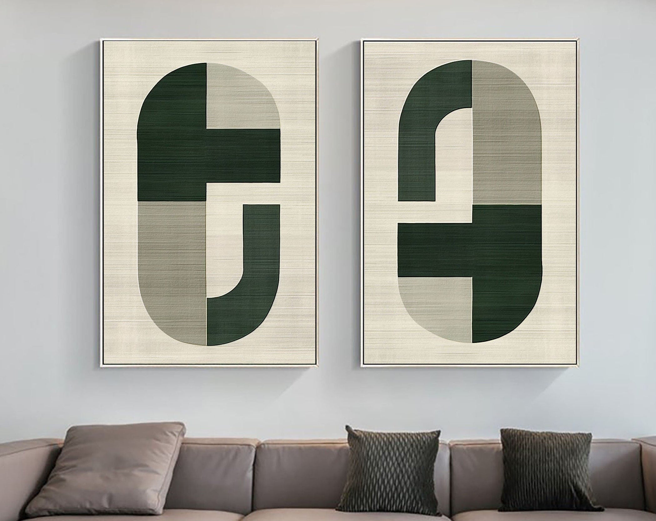 vipgallery Blue & Green Abstract Painting Set Of 2#CXA 002