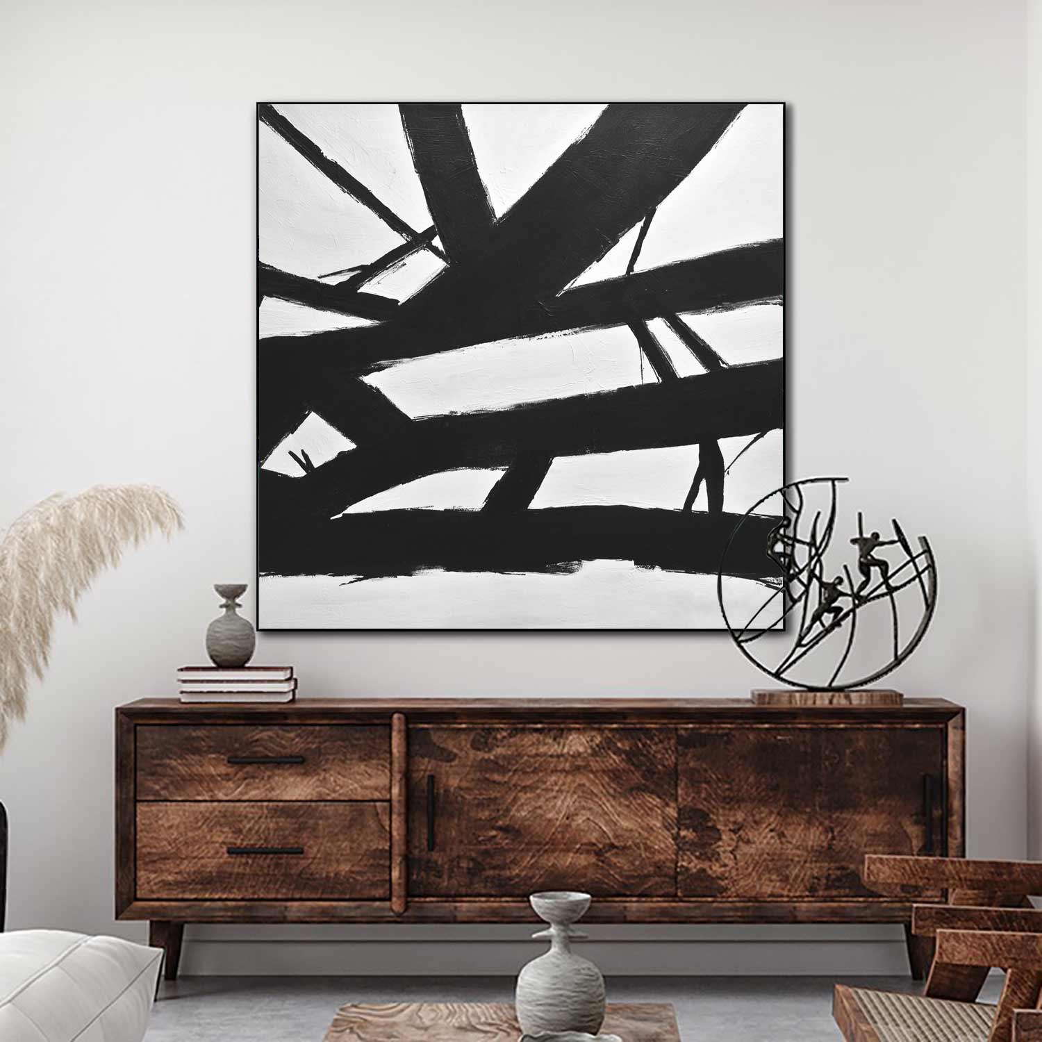 vipgallery Black White Abstract Kline Art "Crossing The Line"