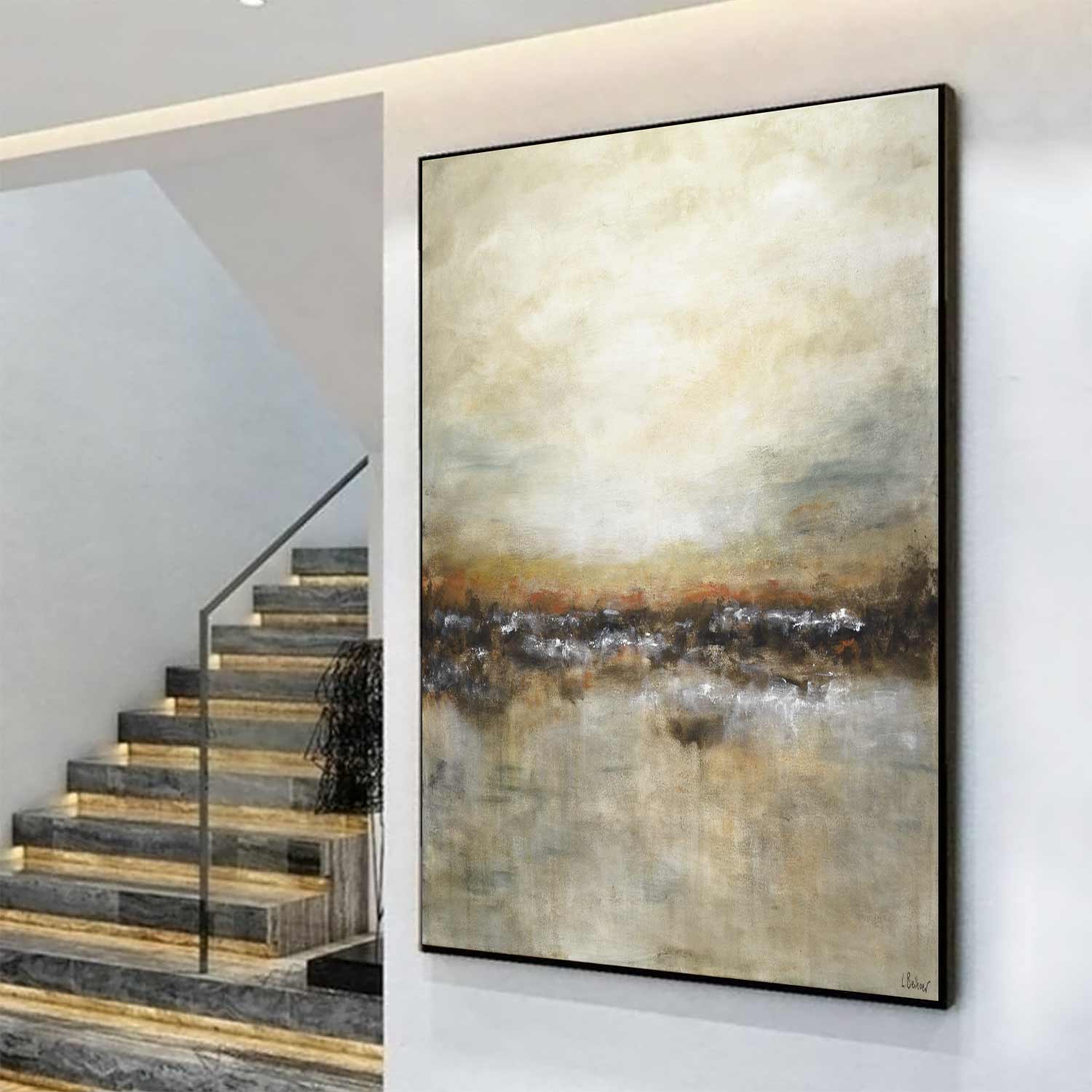 vipgallery Vertical Earth Tones Abstract Painting "Not Afraid"