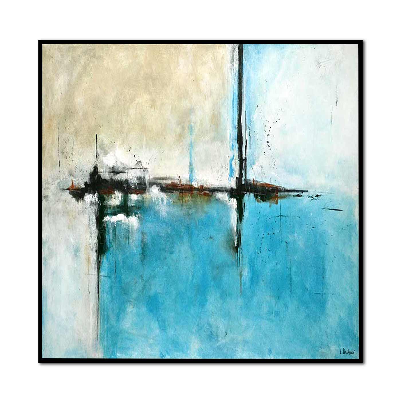 vipgallery Turquoise Original Abstract Large Painting "Daydreamer"
