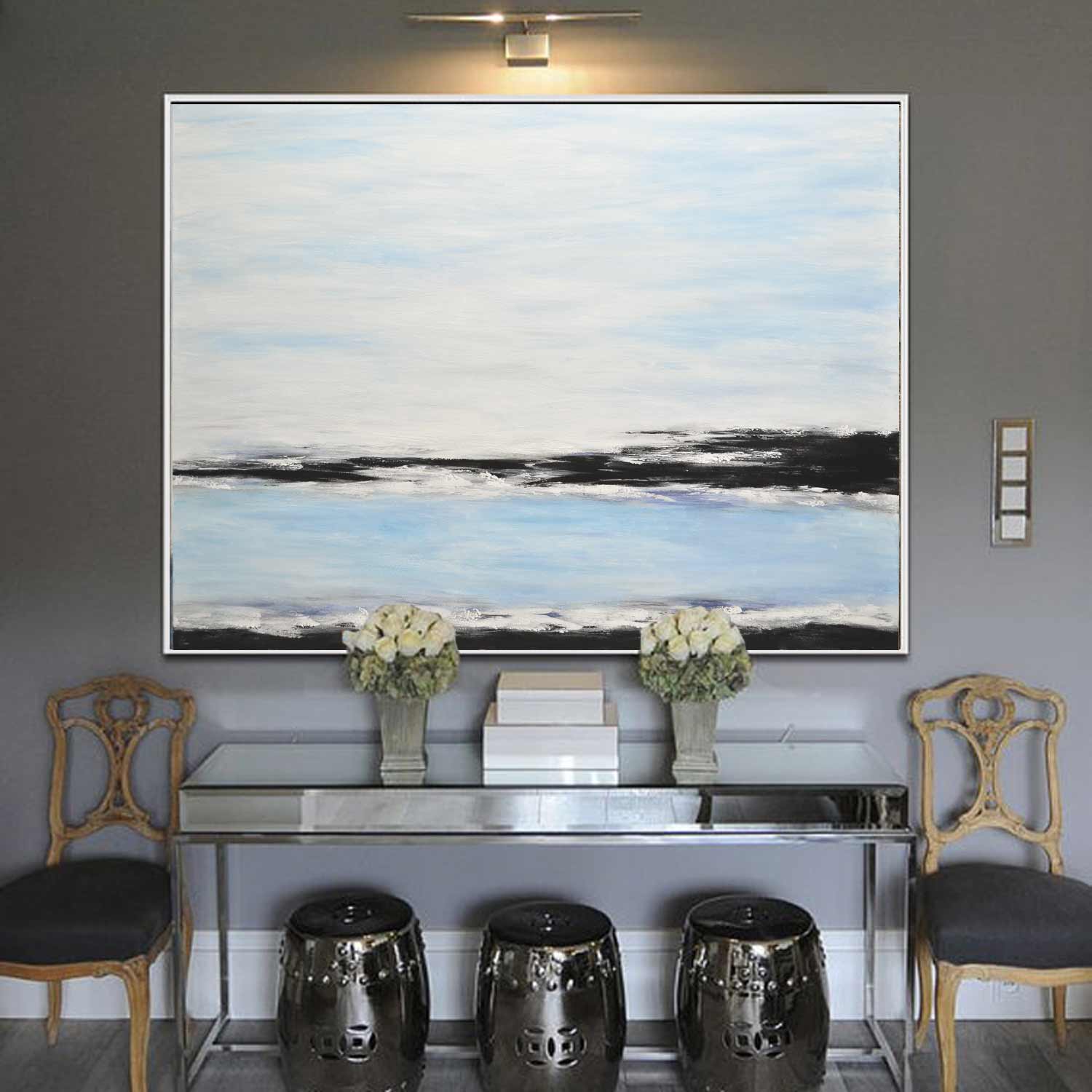 Blue Seascape Horizon Painting "Timeless Waters"