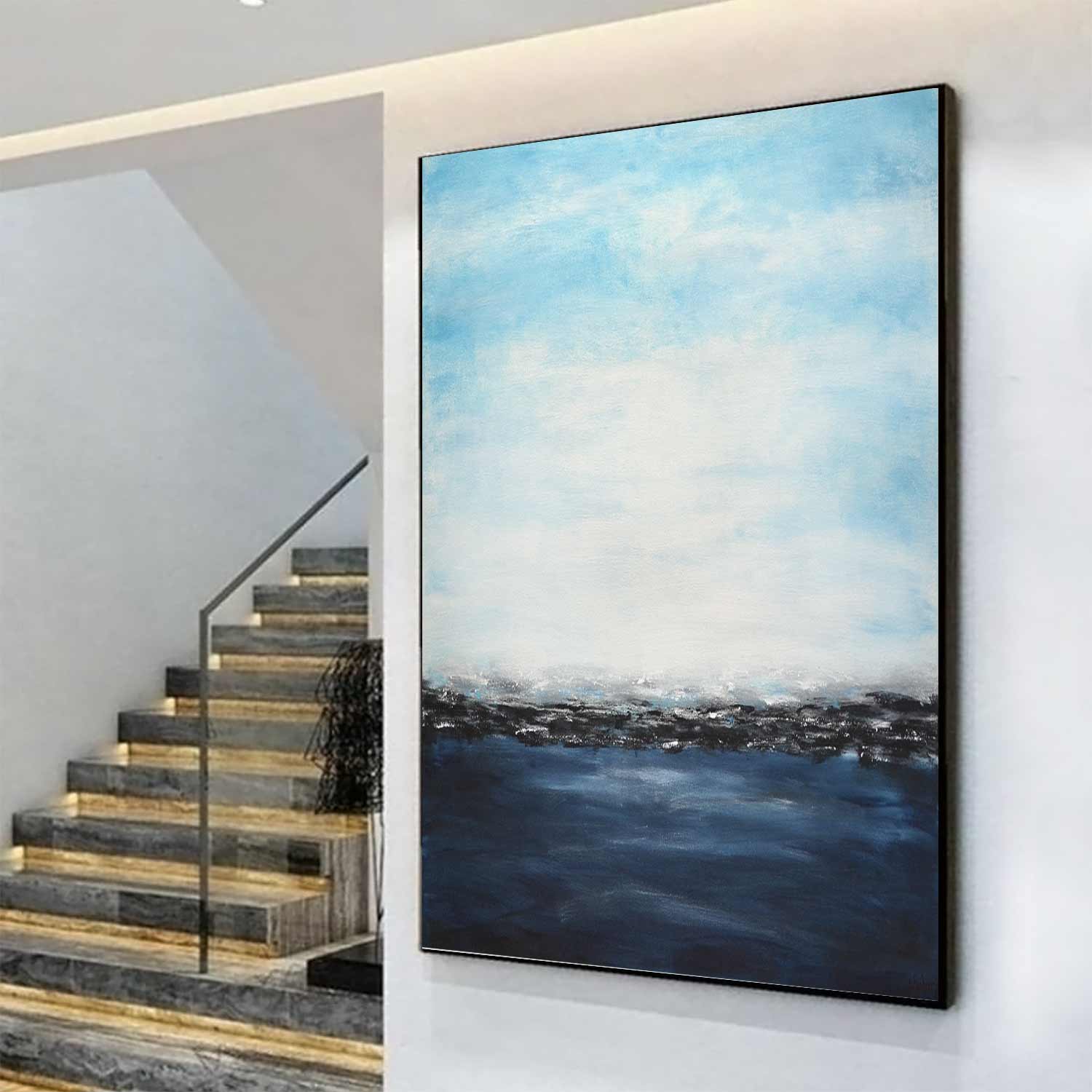 Painting On Canvas Sleek Modern Design "Deep Blue"