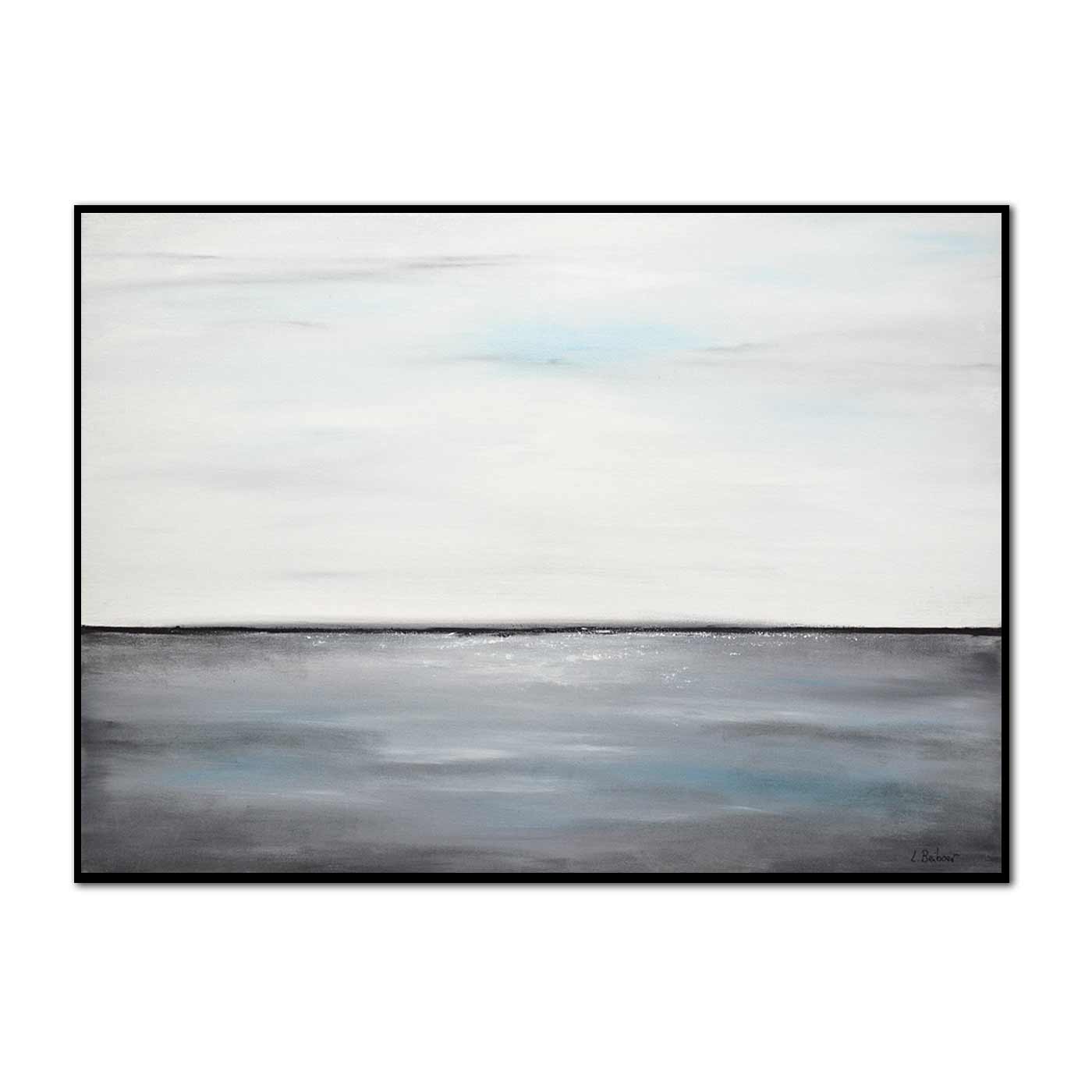 White Gray Seascape Minimalism Painting " Gray Waters"