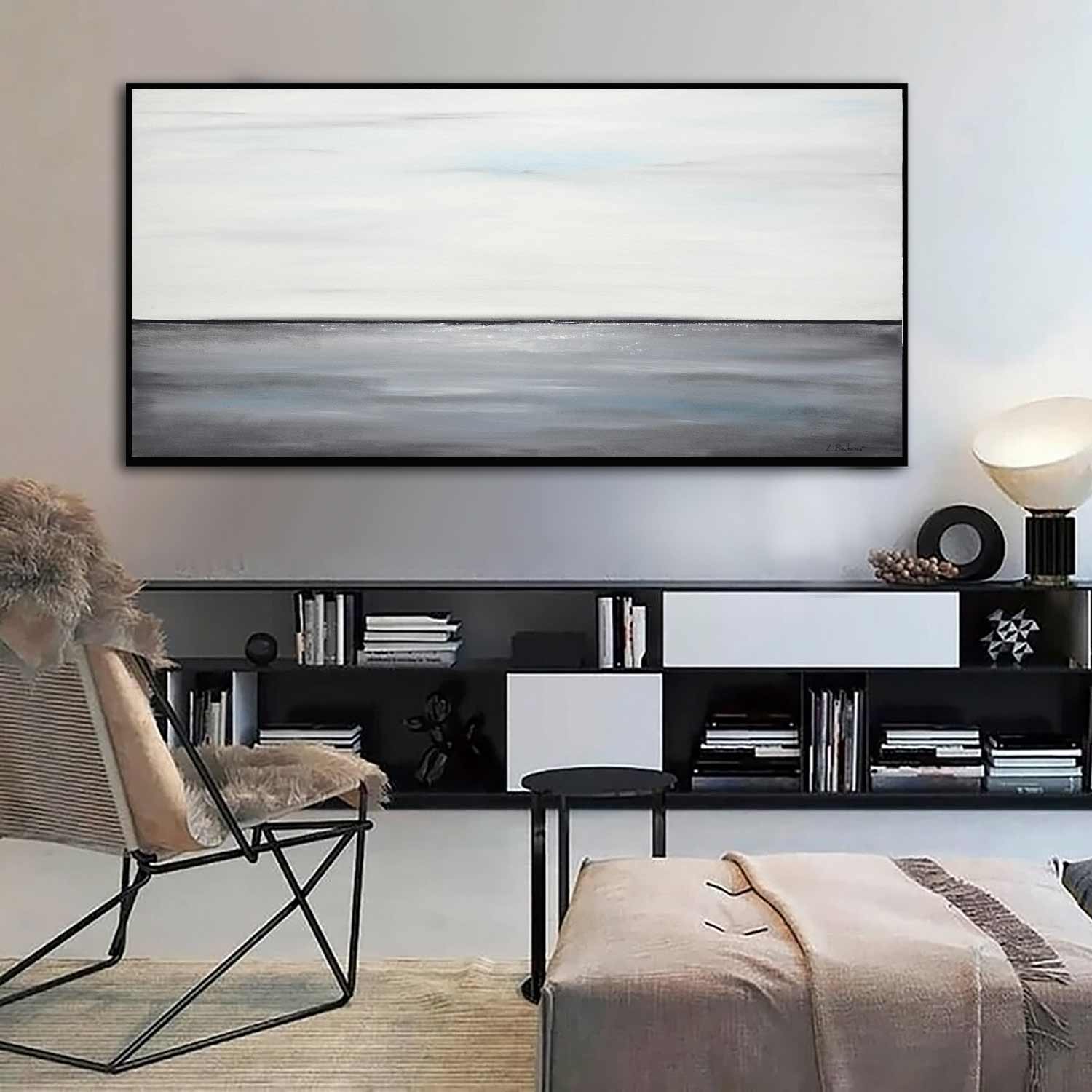 Landscape Art Timeless Design Huge Painting "Gray Waters"