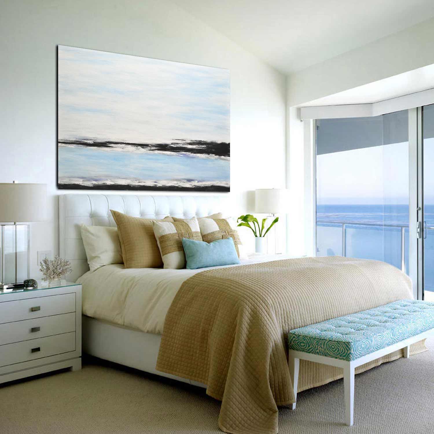 Blue Seascape Horizon Painting "Timeless Waters"