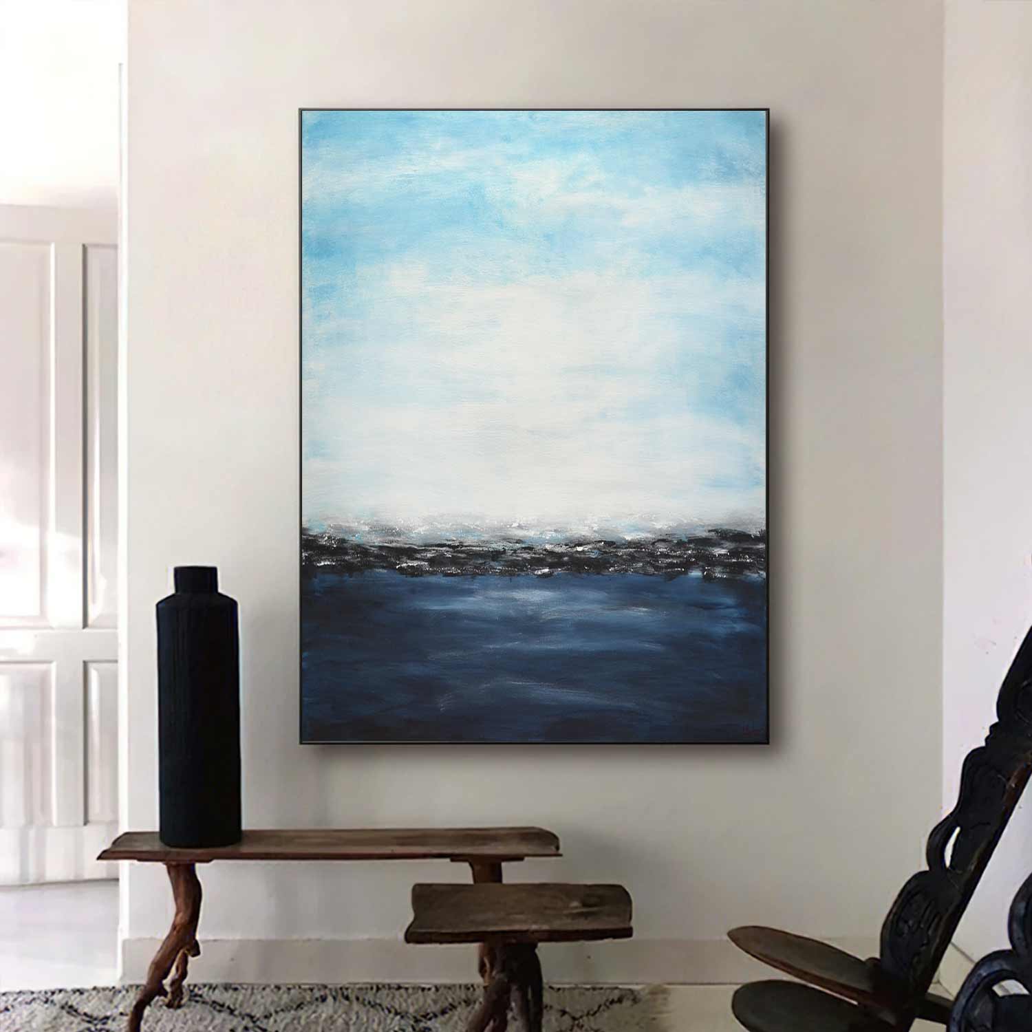 Painting On Canvas Sleek Modern Design "Deep Blue"